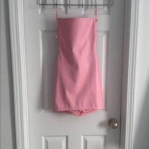Stylish Pink Spaghetti Strap Mini Dress